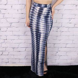 2/$20 White blue tie dye high waist maxi skirt b9